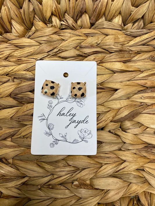 Beige Dalmatian Spotted Studs