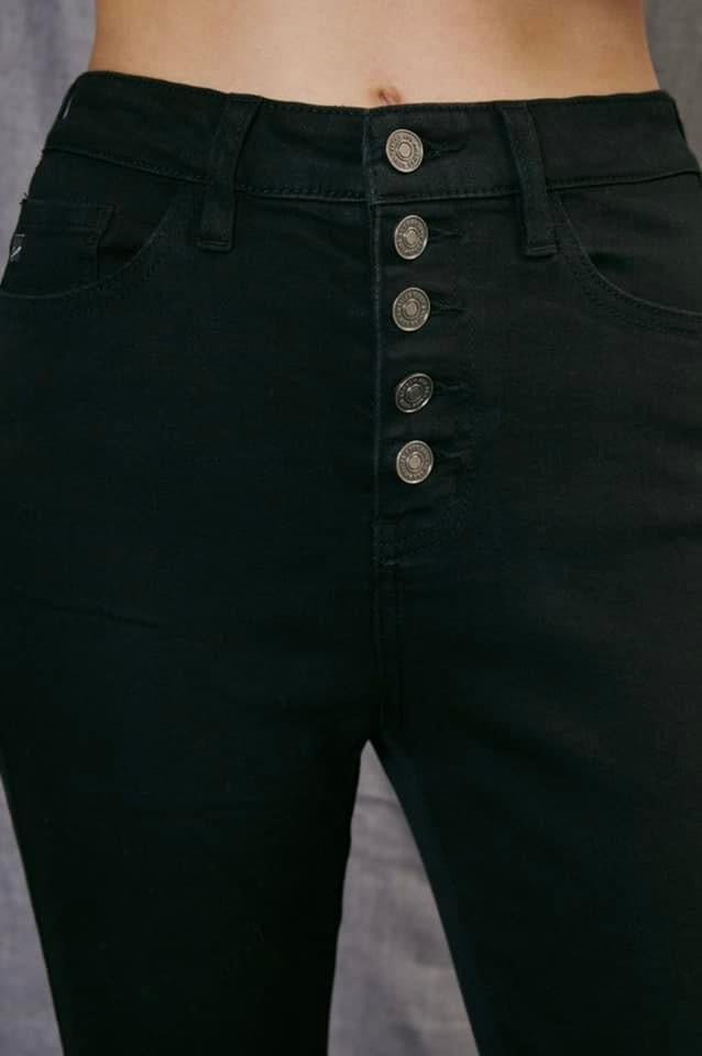 Black High Rise Button Fly Super Skinny